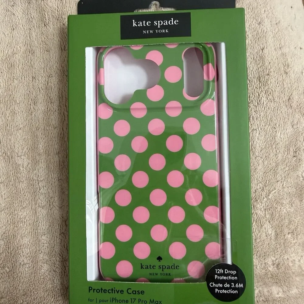 Kate Spade iPhone 17 Pro Max Case MagSafe Green And Pink Polkadots New￼